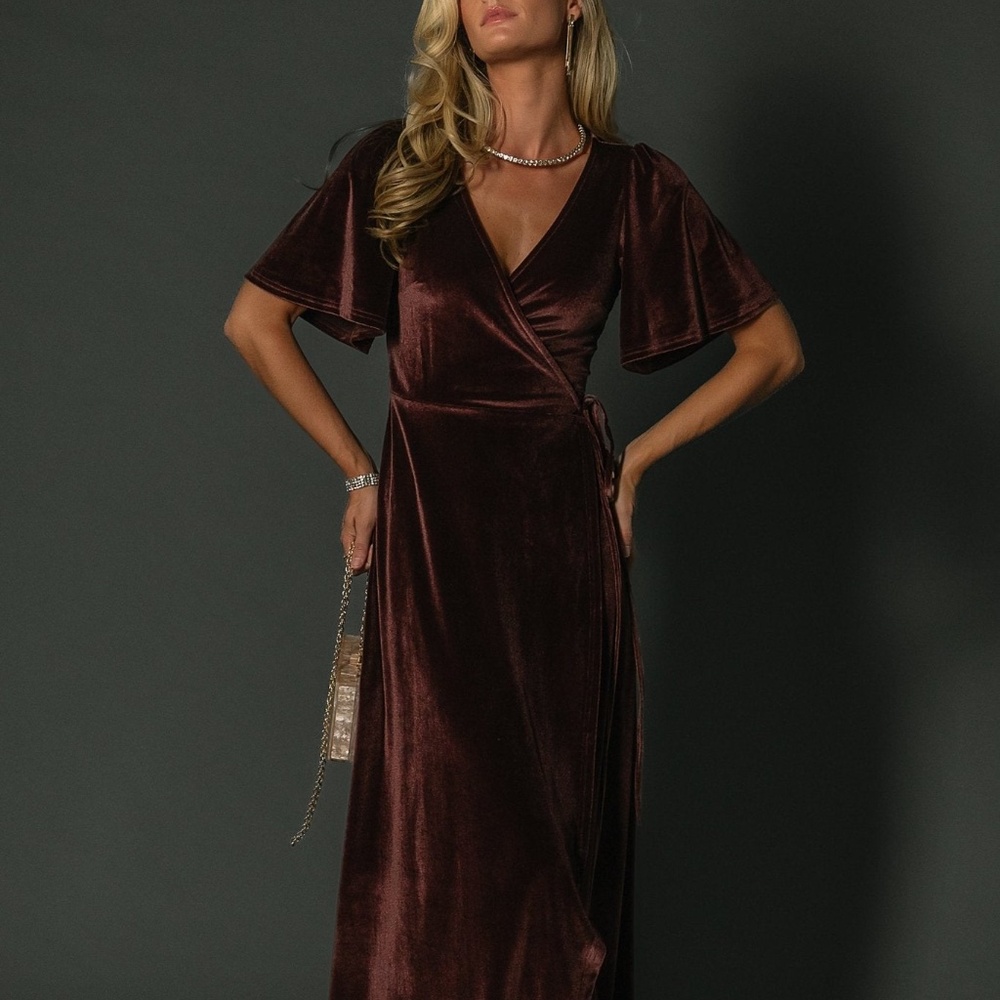 Baltic Born Katelyn Velvet Maxi Wrap Dress | Clove Size SS